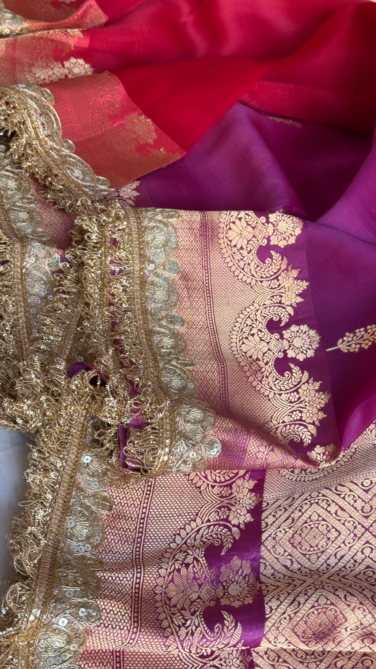 4D rang birangi shaded multicoloured Kora silk Banarasi saree